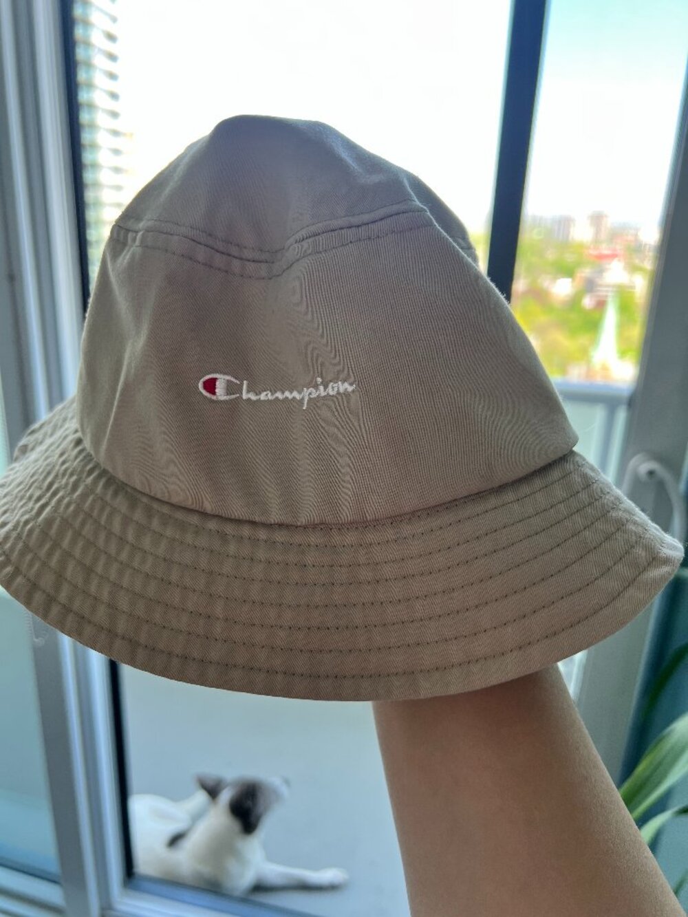 Champion Bucket Hat Khaki Tan Beige Cotton Summer Festival Cap OS